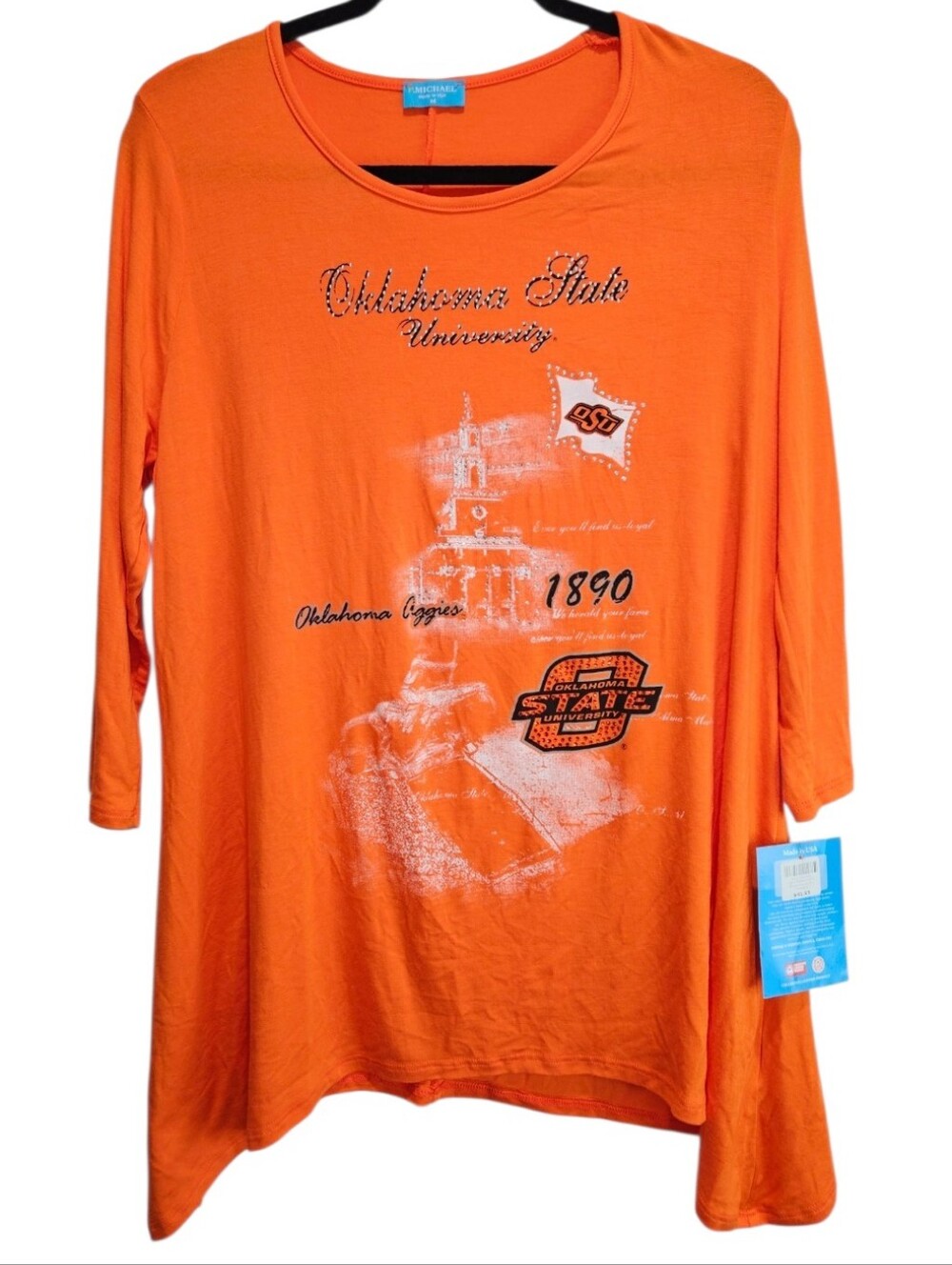 NWT! OSU Orange Graphic Collegiate Top Women Size Medium USA Made P.Michael